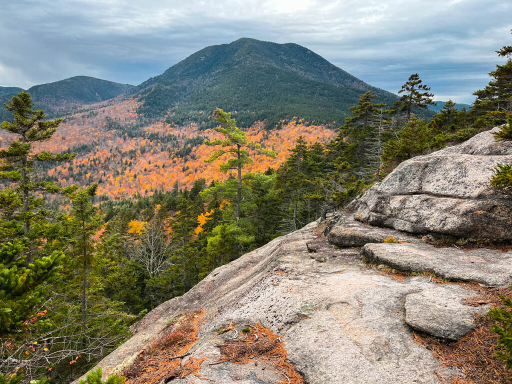 Mountain views from the Hedgehog Mountain hiking trail in the White Mountains of New Hampshire.